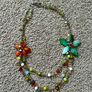 Multi colored layered floral necklace